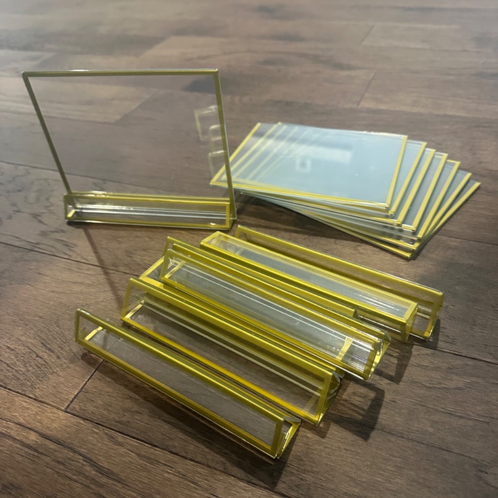 7x5 Gold Acrylic Sign Holder, 8 Pack Double Sided with Stands